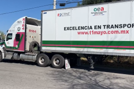 La unidad de carga marcada con el número económico 184 quedó bajo resguardo de la Fiscalía General de la República en Piedras Negras.
