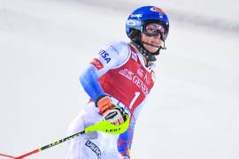 Mikaela Shiffrin, la deportistas más mediática en Pekín 2022. EFE/EPA/Kimmo Brandt