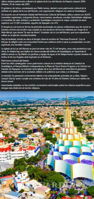 $!¿El templo de la Iglesia de la Luz del Mundo fue declarada como Patrimonio Cultural en Jalisco?