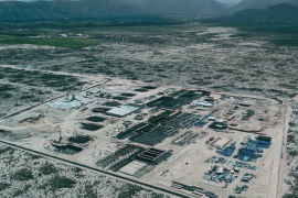 Construcción de la planta potabilizadora de La Laguna; AMLO estima que se terminará en octubre de este año.