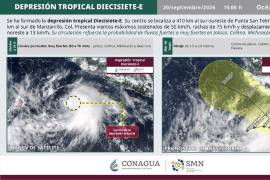 Depresión Tropical 17-E podría ser huracán categoría 3 en el estado de Guerrero, según datos de la SMN