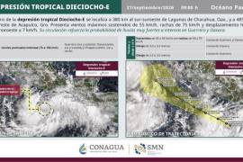 Dieciocho-E, nueva depresión tropical al sur de Oaxaca y Guerrero.