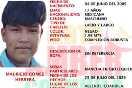 La Fiscalía de Personas Desaparecidas activó una Alerta Amber para localizar a Mauricio Gómez Herrera, desaparecido en el municipio de Allende.