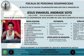 Desde ese día, los familiares de Jesús Emanuel han realizado publicaciones en las redes sociales en un intento por conocer su paradero.