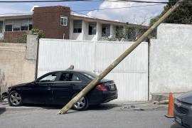 El conductor de 68 años perdió el conocimiento al manejar, provocando daños materiales en un poste y la barda del colegio.