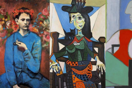 Pinturas: Muchacho con pipa, Dora Maar con gato y Mujer sentada cerca de una ventana (Marie-Thérèse), respectivamente.