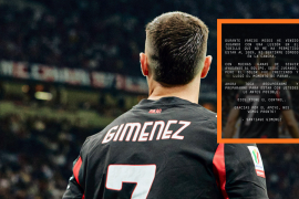 El delantero mexicano Santiago Giménez explicó en redes sociales que ha jugado varios meses con una lesión en el tobillo que lo ha limitado físicamente.