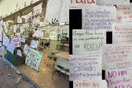 Pancartas de protesta en el Tec Milenio: Campus Las Torres, por parte del alumnado el 14 de marzo