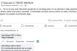 Miembros del grupo de Facebook responden a la solicitud de ayuda de una mujer desesperada, ofreciendo información sobre recursos de salud mental disponibles en Saltillo.