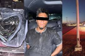 El sospechoso cargaba una bolsa con varios metros de cable y un cuchillo al momento de ser localizado por elementos municipales en Saltillo.