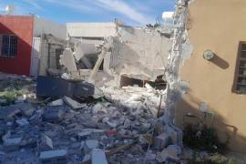 Vivienda colapsada tras la explosión ocurrida en la colonia Villas San Agustín.