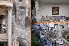 “Escombros cubren los muebles de un salón destruido en un edificio residencial golpeado por un ataque anterior de la campaña militar de Estados Unidos e Israel, en Teherán, Irán”, informó AP