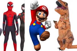 Los disfraces de El Hombre Araña, Mario Bros y el dinosaurio inflable, son uno de los más pedidos en esta temporada.