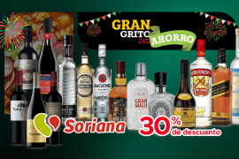 La oferta incluye tequilas, whiskies, mezcales, rones, vodkas, ginebras y brandies de marcas destacadas, aunque algunas marcas están excluidas