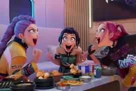 Inspiración. El equipo de Kpop Demon Hunters celebró su victoria como Mejor Película Animada durante la ceremonia de los Globos de Oro.