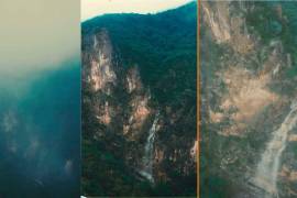 Las lluvias de los últimos días hicieron reaparecer la cascada del Cañón de San Lorenzo, en la Sierra de Zapalinamé.
