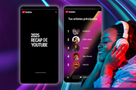 YouTube presentó su primer Recap 2025, una experiencia con hasta 12 tarjetas que muestran tus intereses, búsquedas, canales más vistos y hábitos de visualización, disponible desde el 2 de diciembre.