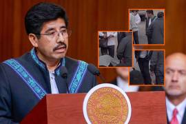 Acompañantes de Hugo Aguilar, ministro presidente de SCJN, son captados limpiándole los zapatos.