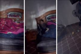 En el video se observa a los hijos de la pareja durmiendo junto a la escena que motivó la grabación.