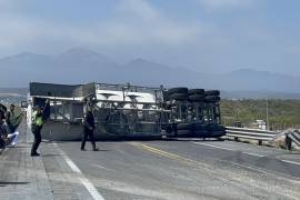 El tractocamión quedó atravesado sobre la vía federal tras perder el control su operador, lo que generó afectaciones viales y largas filas de vehículos.
