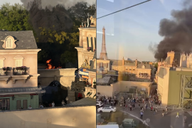 Fotografías de asistentes en el Parque EPCOT de Walt Disney World, Florida, durante incendio