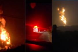 Cuerpos de emergencia en la zona de la explosión en Jáltipan, Veracruz, donde el incendio persiste.