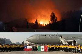 Brigadistas mexicanos arribaron a la ciudad de Concepción para sumarse a las labores de combate a los incendios forestales que afectan al centro-sur de Chile