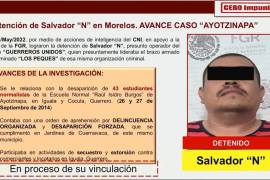 Detienen en Morelos a Salvador ‘N’, vinculado a la desaparición forzada de los 43 normalistas de Ayotzinapa en 2014