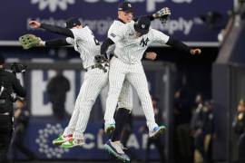 El mexicano Alex Verdugo y las figuras de los Yankees, Aaron Judge and Juan Soto, celebraron a todo lo alto la victoria del equipo.