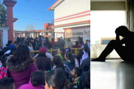 Protesta de padres de familia en escuela primera de Zacatlan, Puebla