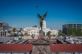 Especialistas concluyeron la restauración de la Victoria Alada del Palacio de Gobierno de Nuevo León, pieza de cobre manufacturada a inicios del siglo XX por la Casa Mullins de Estados Unidos
