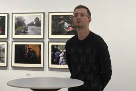 El fotógrafo ucraniano Mykhaylo Palinchak, durante la inauguración de la exposición “Los desastres de la guerra: Goya y el presente” del Museo Albertina de Viena.