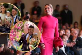Celebración. Con una lluvia de papeles rosas, la pareja confirmó que tendrá otra hija.