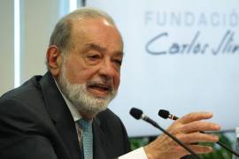 El ingeniero Carlos Slim durante una conferencia de prensa en las instalaciones de Inbursa Grupo Financiero.