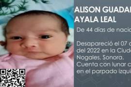 La pequeña de 44 días de nacida fue raptada de su domicilio en Sonora.