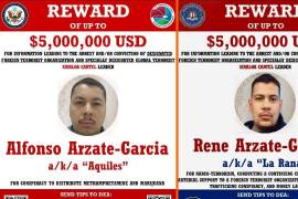 Autoridades de Estados Unidos ofrecen recompensa por René y Alfonso Arzate-García, identificados como presuntos operadores del Cártel de Sinaloa en Tijuana