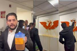 Legisladores del PRI tiran agua sucia en oficinas de Movimiento Ciudadano