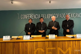 Representantes del Episcopado Mexicano durante una rueda de prensa en la que expresaron su consternación por los recientes actos violentos en el país.