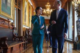 La presidenta de México, Claudia Sheinbaum Pardo, se reunió con Larry Fink, fundador y director del fondo de inversiones de BlackRock, junto a Adebayo Ogunlesi, director ejecutivo de Global Infrastructure Partners.