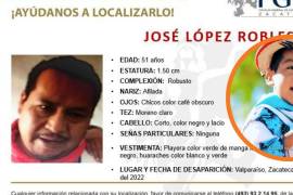 José López Robles, de 51 años de edad, fue visto por última vez en Valparaíso, Zacatecas, el lunes 1 de agosto.