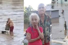 Doña Elodia conmovió a internautas tras ser vista abrazada a su esposo durante las inundaciones en Poza Rica, Veracruz.