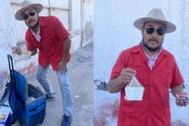 Con mucho ánimo, Guillermo ‘Charles’ Moreno vende ensaladas de pollo, ceviches y tacos en las calles de Monclova después de enfrentar dificultades económicas por el paro de labores de la empresa.