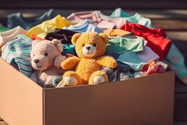 La maestra Griselda Contreras coordina la recolección de donativos para los alumnos.