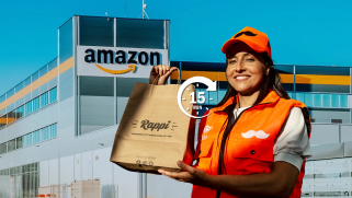 Amazon y Rappi lanzaron una alianza en México que integra Amazon Now con entregas menores a 15 minutos en 10 ciudades y permite a usuarios Prime pedir en más de 30 mil restaurantes vía Rappi desde Amazon