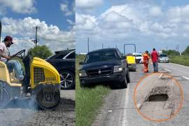 El equipo de Señales y Líneas utilizó maquinaria pesada para tapar el bache que causó varios accidentes.