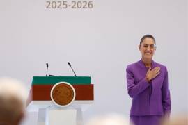 La presidenta de México, Claudia Sheinbaum, presenta su segundo Informe de Gobierno este martes en el Palacio Nacional, en Ciudad de México.