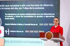 Claudia Sheinbaum Pardo, presidenta de México durante conferencia de prensa en Palacio Nacional donde destacaron los temas de migración.