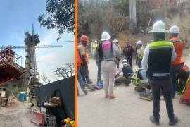 En una plataforma en las obras del Tren Interurbano México-Toluca, trabajos realizados en la alcaldía Álvaro Obregón de la Ciudad de México, cayeron dos trabajadores que se encontraban laborando.