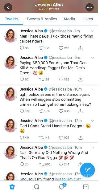 $!Racista que apoya a los nazis hackea el Twitter de Jessica Alba (fotos)