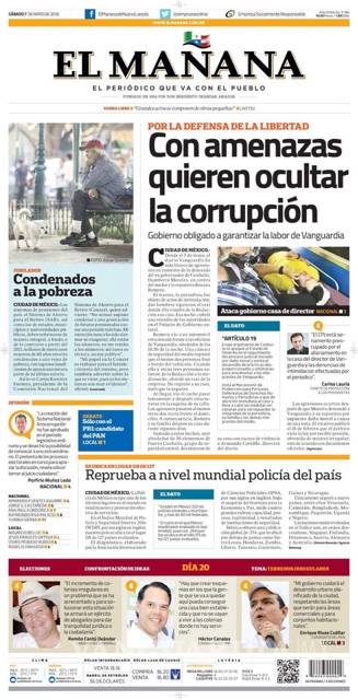 $!Diarios del país publican ataque a Vanguardia en sus portadas